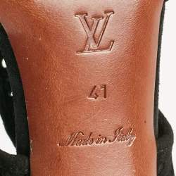 Louis Vuitton Black Suede Open Toe Slingback Sandals Size 41 