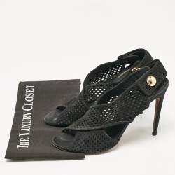 Louis Vuitton Black Suede Open Toe Slingback Sandals Size 41 