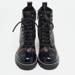 Louis Vuitton Brown/Black Monogram Canvas And Patent Leather Star Trail Ankle Boot Size 37.5