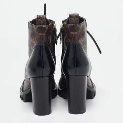 Louis Vuitton Brown/Black Monogram Canvas And Patent Leather Star Trail Ankle Boot Size 37.5