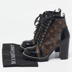 Louis Vuitton Brown/Black Monogram Canvas And Patent Leather Star Trail Ankle Boot Size 37.5