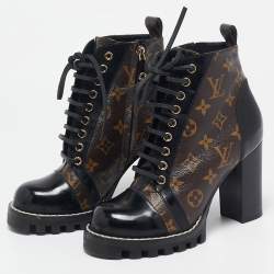 Louis Vuitton Brown/Black Monogram Canvas And Patent Leather Star Trail Ankle Boot Size 37.5