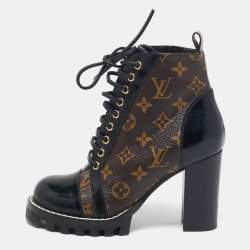 Louis Vuitton Brown/Black Monogram Canvas And Patent Leather Star Trail Ankle Boot Size 37.5