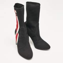 Louis Vuitton Black Knit Fabric LV Black Heart Sock Ankle Boots Size 38