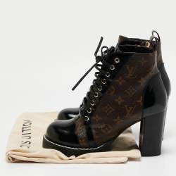 Louis Vuitton Brown/Black Monogram Canvas and Leather Star Trail Ankle Length Boots Size 40