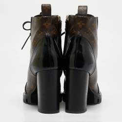 Louis Vuitton Brown/Black Monogram Canvas and Leather Star Trail Ankle Length Boots Size 40