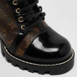 Louis Vuitton Brown/Black Monogram Canvas and Leather Star Trail Ankle Length Boots Size 40