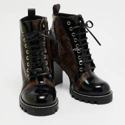 Louis Vuitton Brown/Black Monogram Canvas and Leather Star Trail Ankle Length Boots Size 40