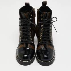 Louis Vuitton Brown/Black Monogram Canvas and Leather Star Trail Ankle Length Boots Size 40