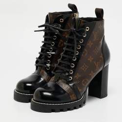 Louis Vuitton Brown/Black Monogram Canvas and Leather Star Trail Ankle Length Boots Size 40