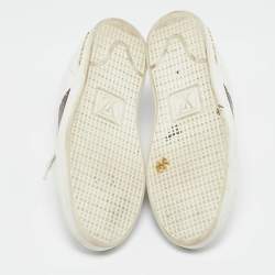 Louis Vuitton White Leather and Monogram Canvas Time Out Sneakers Size 39