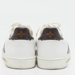 Louis Vuitton White Leather and Monogram Canvas Time Out Sneakers Size 39