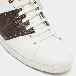 Louis Vuitton White Leather and Monogram Canvas Time Out Sneakers Size 39