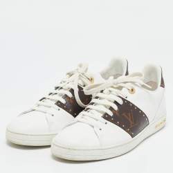 Louis Vuitton White Leather and Monogram Canvas Time Out Sneakers Size 39