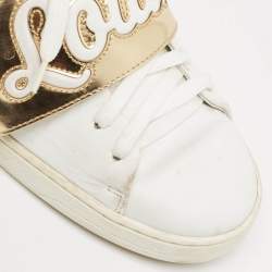 Louis Vuitton White/Gold Leather Frontrow Sneakers Size 36