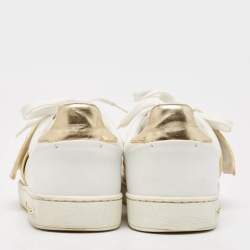 Louis Vuitton White/Gold Leather Frontrow Sneakers Size 36