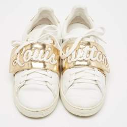 Louis Vuitton White/Gold Leather Frontrow Sneakers Size 36