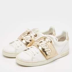 Louis Vuitton White/Gold Leather Frontrow Sneakers Size 36
