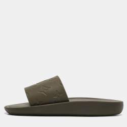 Louis Vuitton Green Green Rubber Sunbath Flat Slides Size 36