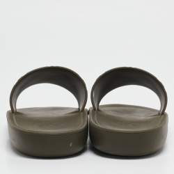 Louis Vuitton Green Green Rubber Sunbath Flat Slides Size 36