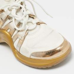 Louis Vuitton White/Gold Leather and Mesh LV Archlight Sneakers Size 40