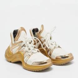 Louis Vuitton White/Gold Leather and Mesh LV Archlight Sneakers Size 40