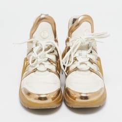 Louis Vuitton White/Gold Leather and Mesh LV Archlight Sneakers Size 40