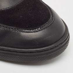 Louis Vuitton Black Epi Leather And Suede Wedge High Top Sneakers Size 37