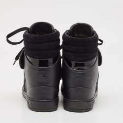Louis Vuitton Black Epi Leather And Suede Wedge High Top Sneakers Size 37