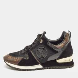 Louis Vuitton Black/Brown Mesh and Monogram Canvas Run Away Sneakers Size 40
