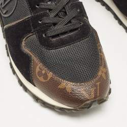 Louis Vuitton Black/Brown Mesh and Monogram Canvas Run Away Sneakers Size 40