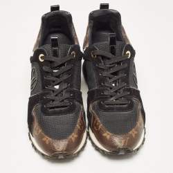 Louis Vuitton Black/Brown Mesh and Monogram Canvas Run Away Sneakers Size 40