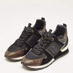Louis Vuitton Black/Brown Mesh and Monogram Canvas Run Away Sneakers Size 40