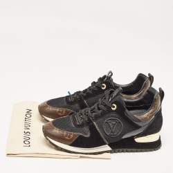Louis Vuitton Black/Brown Mesh and Monogram Canvas Run Away Sneakers Size 40