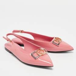 Louis Vuitton Pink Patent Leather Insider Slingback Flats Size 37.5