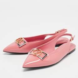 Louis Vuitton Pink Patent Leather Insider Slingback Flats Size 37.5