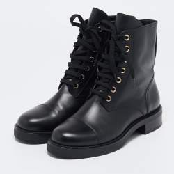 Louis Vuitton Black Leather Ranger Boots Size 37.5
