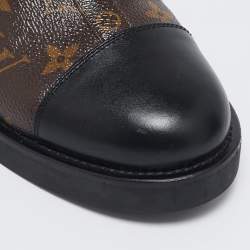 Louis Vuitton Black Monogram Canvas and Leather Wonderland Flat Ranger Boots Size 38