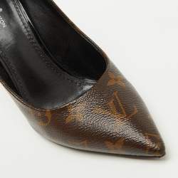 Pre Owned Louis Vuitton Monogram Canvas and Patent Leather Cherie Pumps Size 37.5 