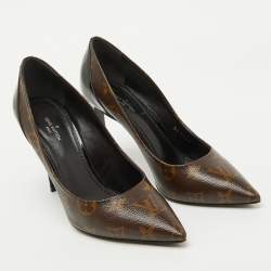 Pre Owned Louis Vuitton Monogram Canvas and Patent Leather Cherie Pumps Size 37.5 