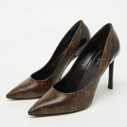 Pre Owned Louis Vuitton Monogram Canvas and Patent Leather Cherie Pumps Size 37.5 
