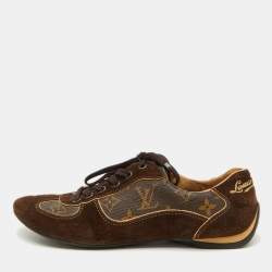 Louis Vuitton Brown Suede and Monogram Canvas Energie Sneakers Size 37.5