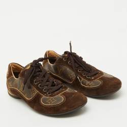 Louis Vuitton Brown Suede and Monogram Canvas Energie Sneakers Size 37.5