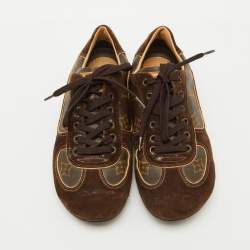 Louis Vuitton Brown Suede and Monogram Canvas Energie Sneakers Size 37.5