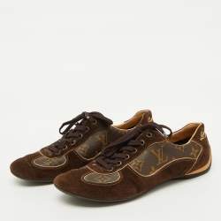 Louis Vuitton Brown Suede and Monogram Canvas Energie Sneakers Size 37.5