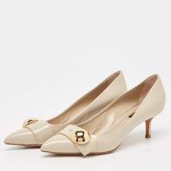 Pre Owned Louis Vuitton Grey Leather Pointed Toe Pumps Size 38