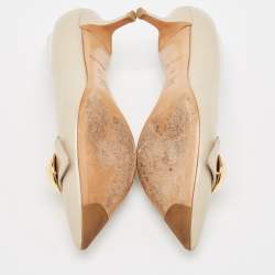 Pre Owned Louis Vuitton Grey Leather Pointed Toe Pumps Size 38
