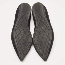 Pre Owned Louis Vuitton Black Suede Lock It Ballet Flats Size 38