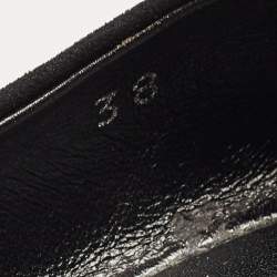 Pre Owned Louis Vuitton Black Suede Lock It Ballet Flats Size 38