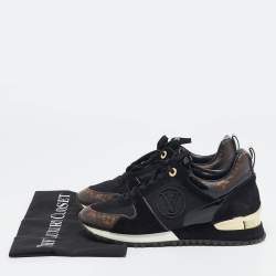 Louis Vuitton Brown Canvas and Suede Run Away Low Top Sneakers Size 37.5